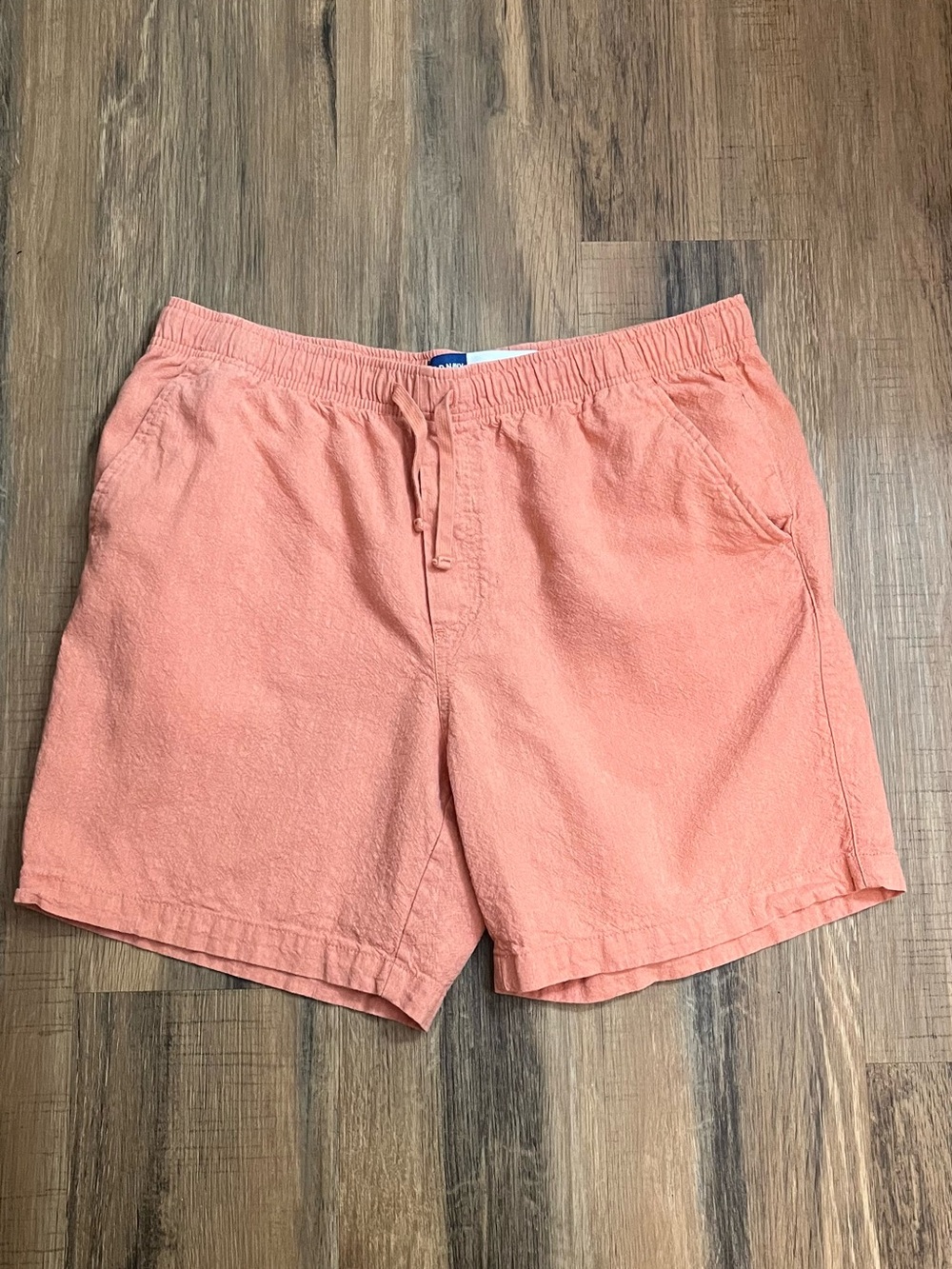 Old Navy Coral Agenda Jogger Linen Blend Drawstring Shorts Mens Sz Large Pockets